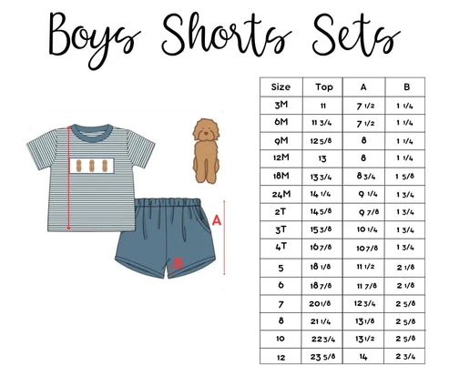Ocean Hunter Shorts Set size chart