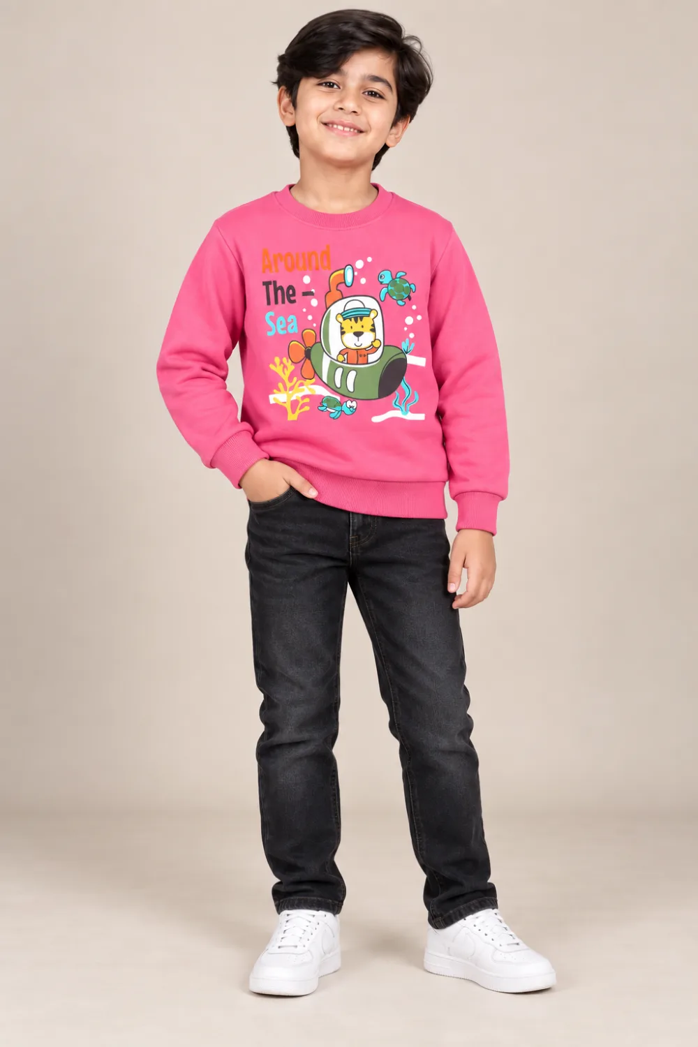 Boys Pink Ocean Adventure Graphic Sweatshirt