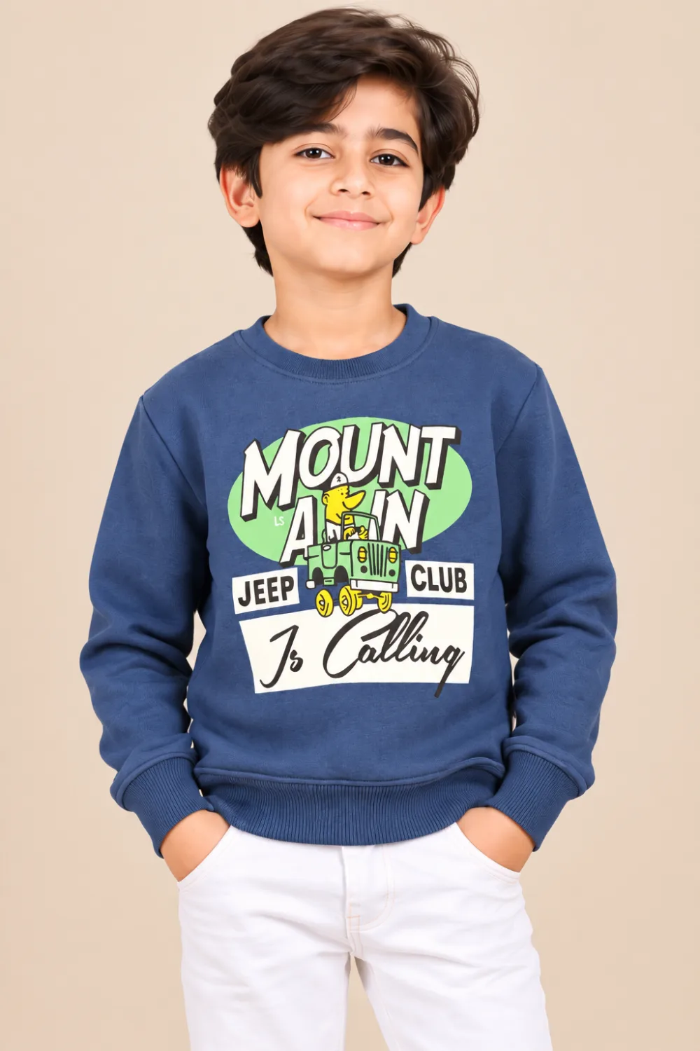 Boys’ Blue Jeep Graphic Printed Sweatshirt