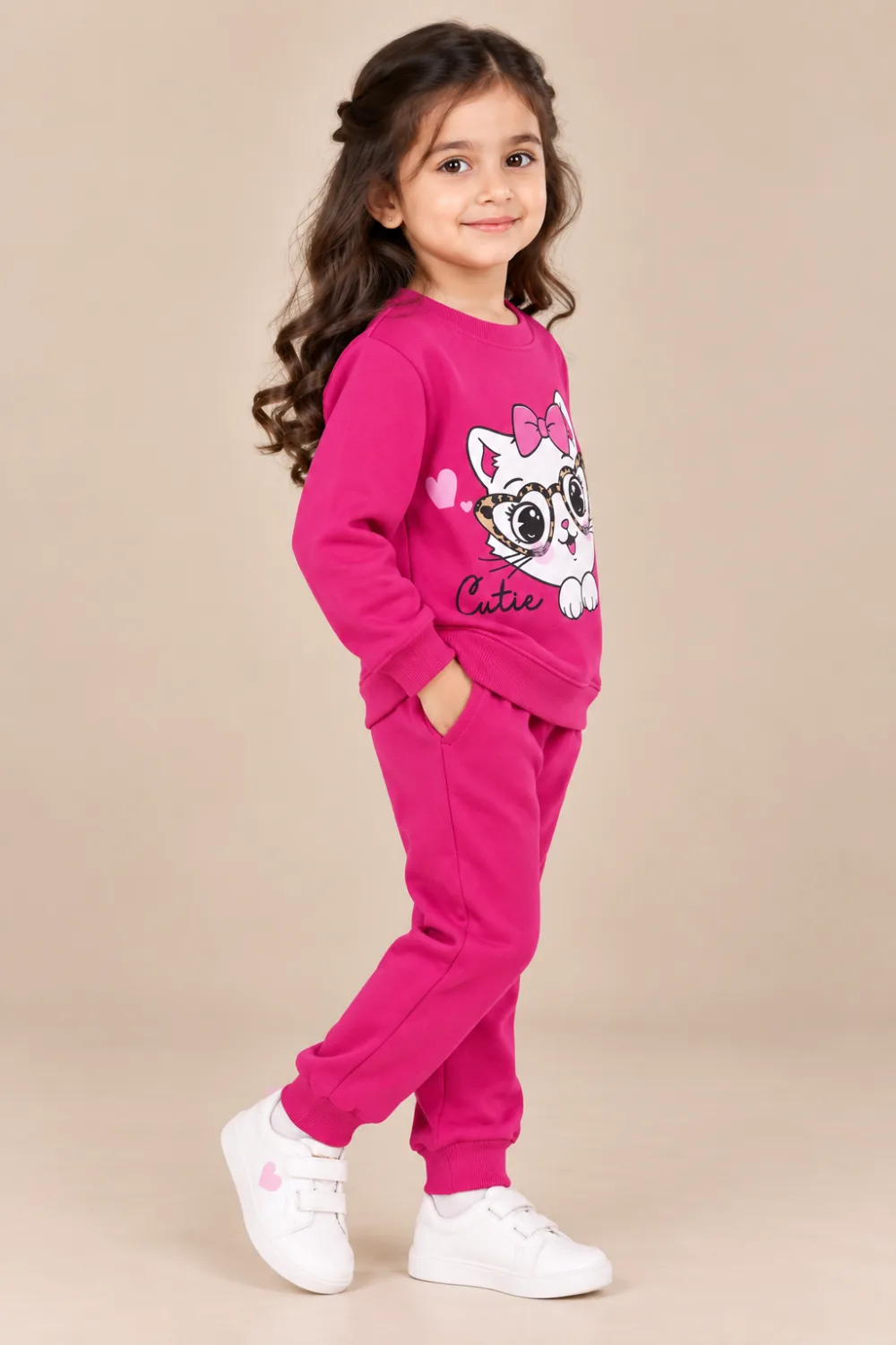 Girls Cute Cat Graphic Tracksuit