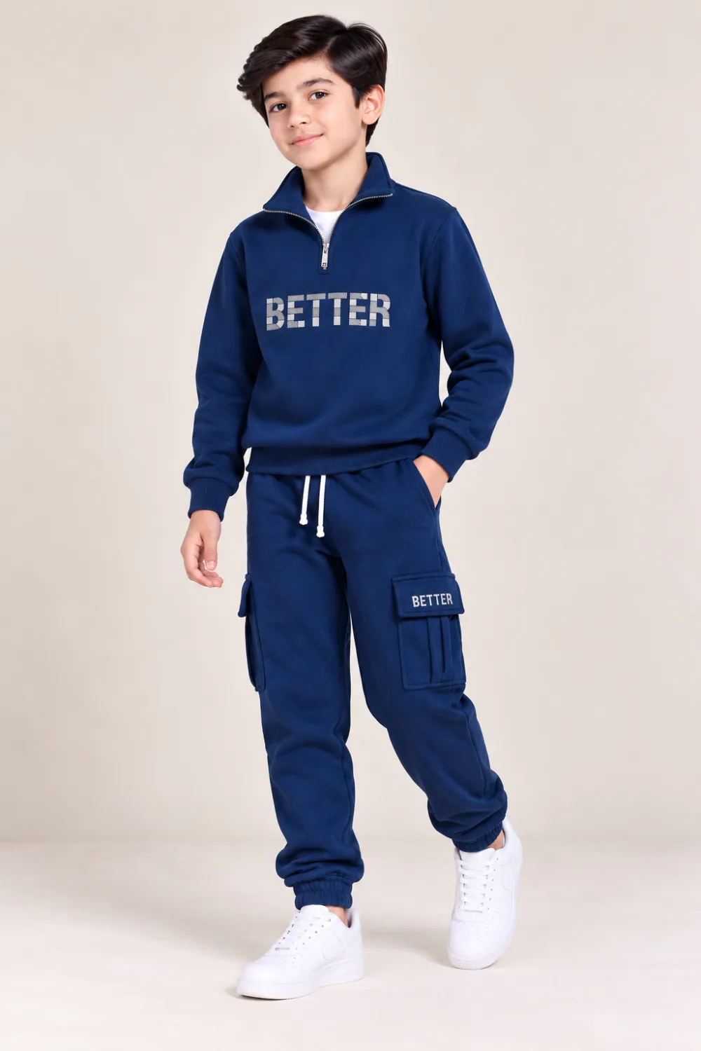 Boys Half-Zip "BETTER" Cargo Tracksuit Set