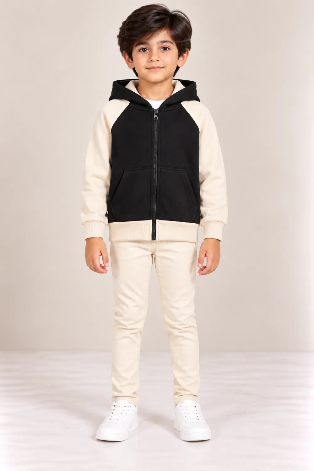 Boys Colorblock Raglan Full-Zip Fleece Hoodie