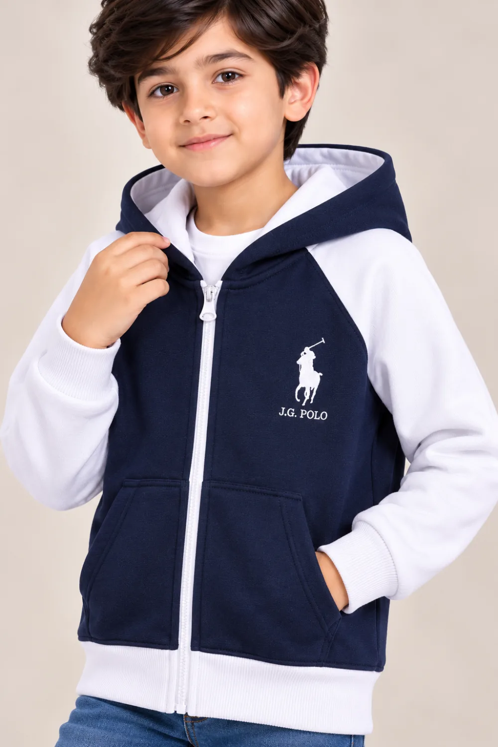 Boys Colorblock Full-Zip Fleece Hoodie